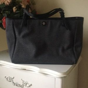 Gray, felt Tory Burch tote.
